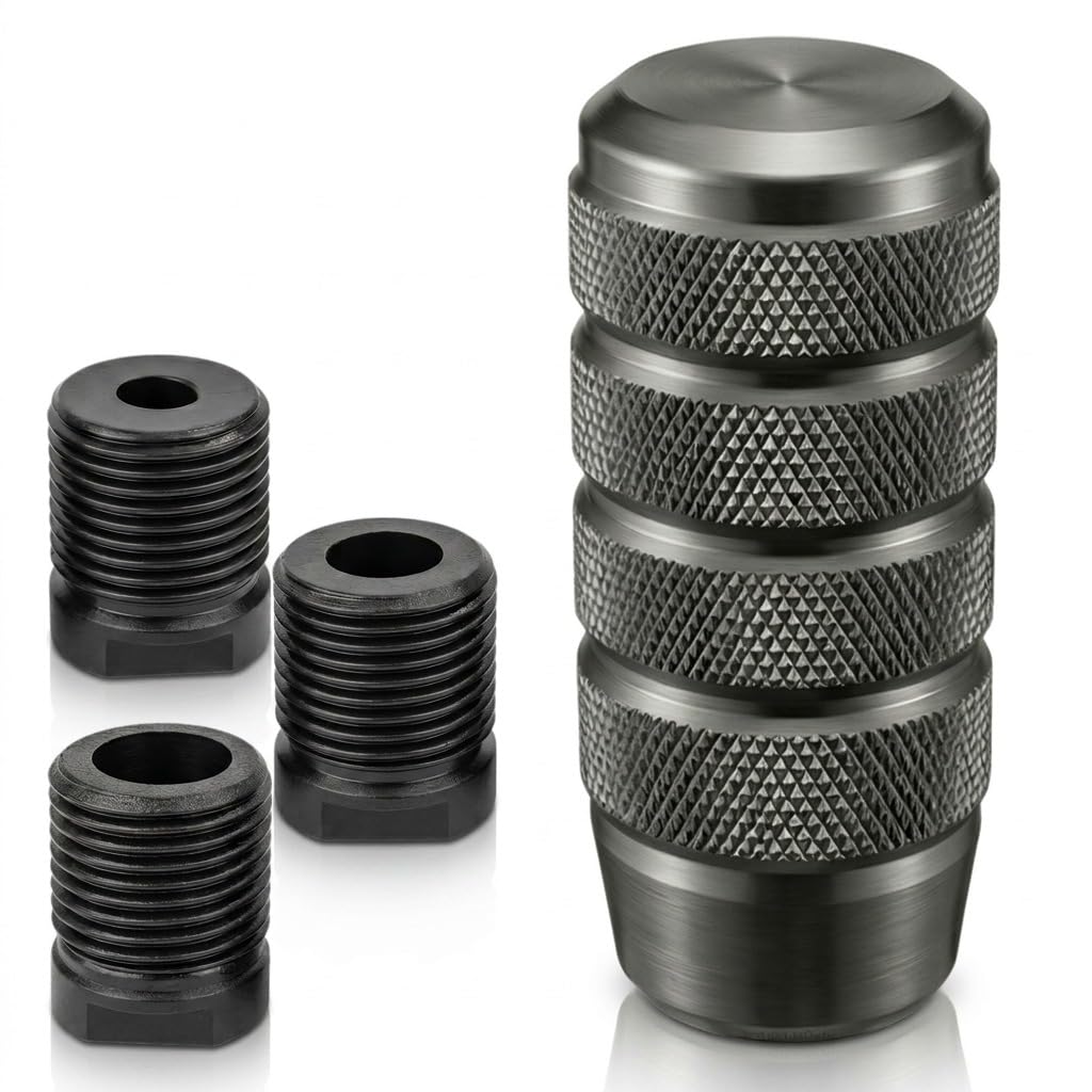 Aluminum Weighted Car Gear Shift Fits Universal Manual Transmission with 3 Screw Adapters M12 x 3.8-inch Knob, Vehicles, (M8, M10, 1.25) (Gray)