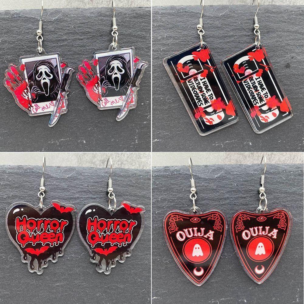 Ghost Funny Dangle Earrings Drop-shaped Dark Skull Earrings Halloween Acrylic Earrings  Girls
