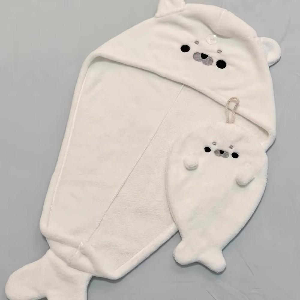 Super Absorbent Dry Hair Cap Cartoon Baby Seal Hand Wipe Towel Hair Drying Cap  Bath Accessories