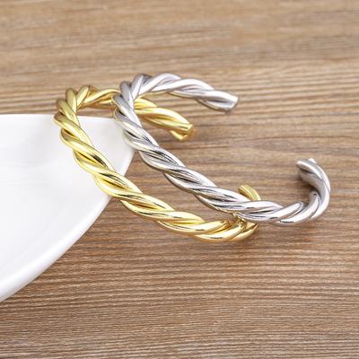 Nidin Top Quality Unique Design Twisted Cable Wire Bangle Fashion Gold Plated Cuff Bracelet Party Birthday Adjustable Jewelry