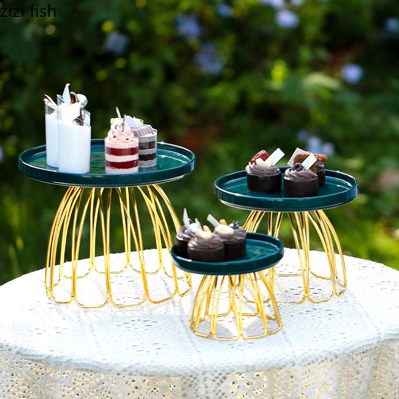 Wood High Feet Cake Stand Dim Sum Plate Ceramic Fruit Plate Dessert Plates Snack Tray Display Stand Bread Dish Refreshment Tray