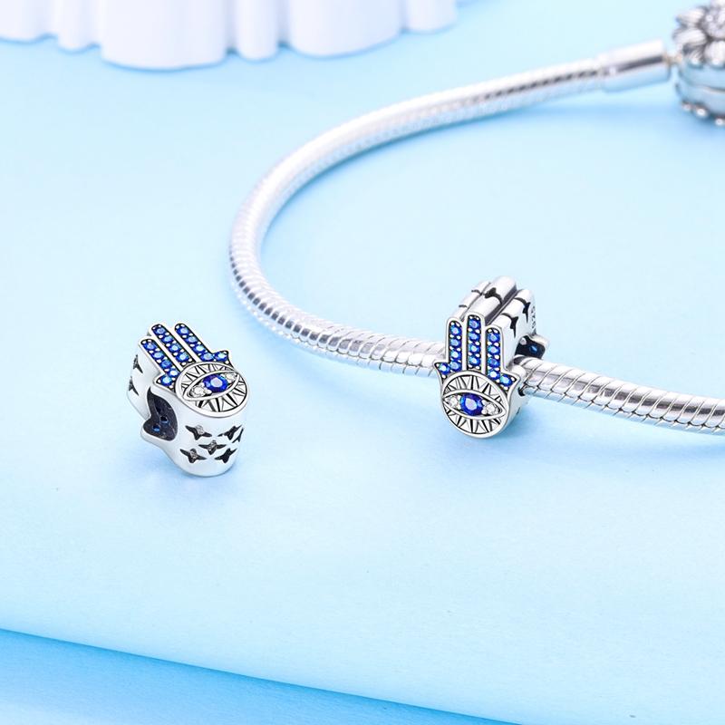 Charm Genuine Copper Hands Blue-Eyed Religion Bead Fits Bracelets Women Jewellery Do-It-Yourself Beautiful Gifts Accessory