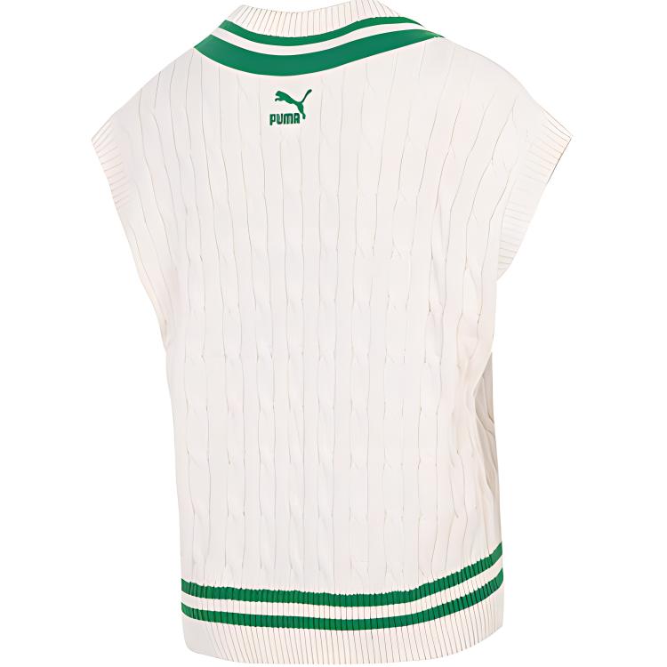 Puma Sweater Vest Striped Knit Women Vests Off-White 537969-65