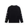 Li-Ning Letter Logo Print Crew Neck Long Sleeve T-Shirt Men Tops Black AHST557-2