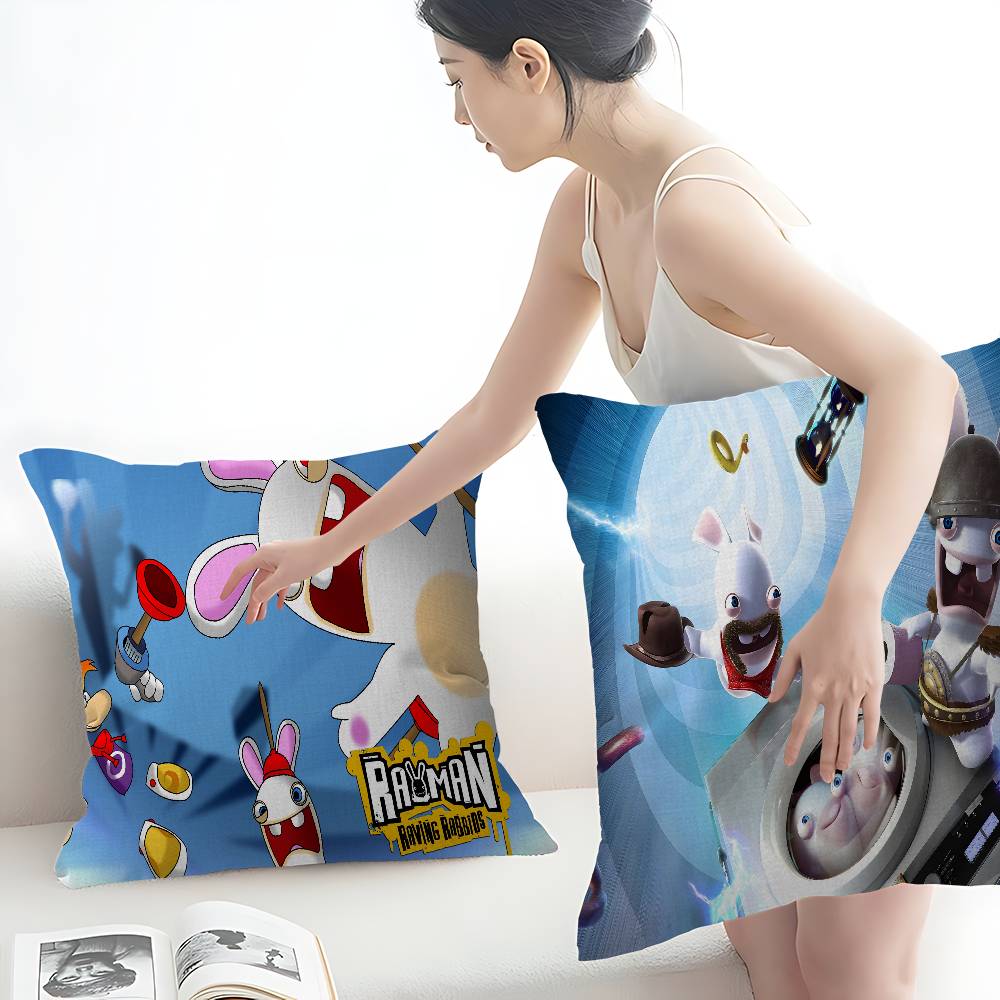 Classic Cartoon Raving Rabbid Pillow Cushion Cover Pillowcase Living Room Sofa Home Decor Customized