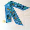 Used HERMES Twilly Scarf H Pattern Blue