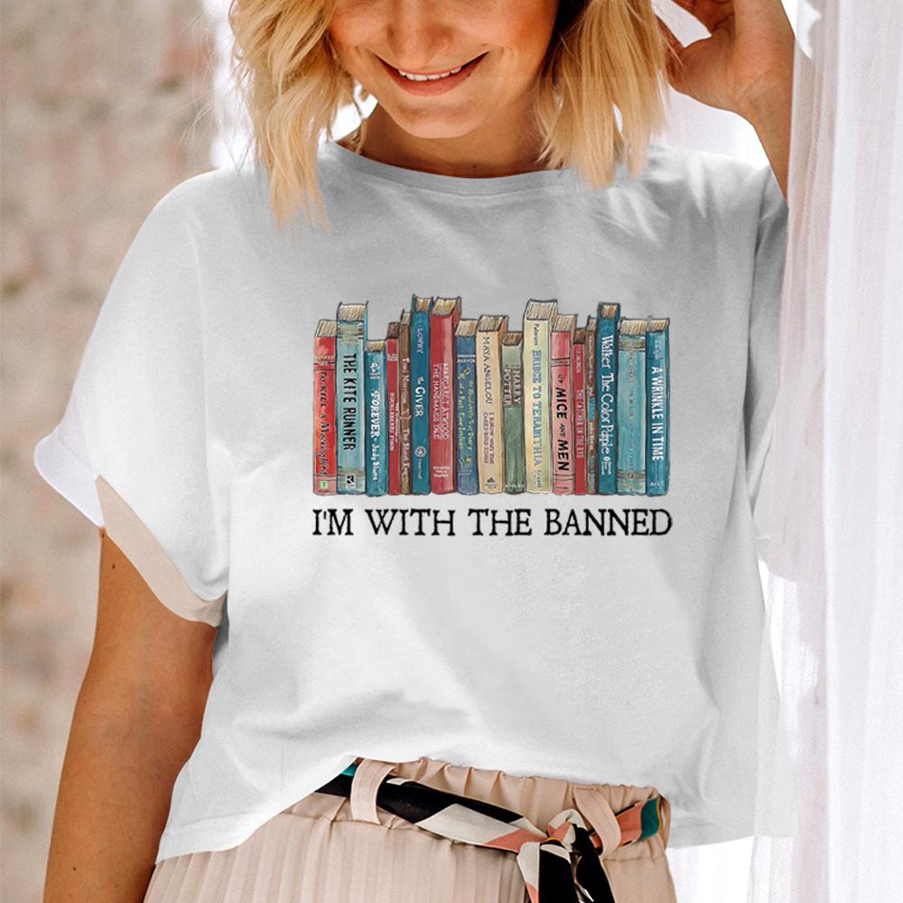 

ZX TEE Футболка «Запрещенные книги» Я с запрещенными футболка Футболка для чтения Книги для библиотеки Футболка с коротким рукавом Запрещенная библиотечная футболка Футболка библиотекаря 4XL