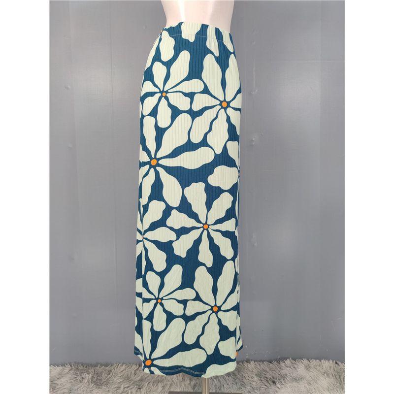 Foreign Trade Order 2025 Spring New High Waist Slimming Print A Word Dark Lines Sheath Slimming Skirt Plus Size