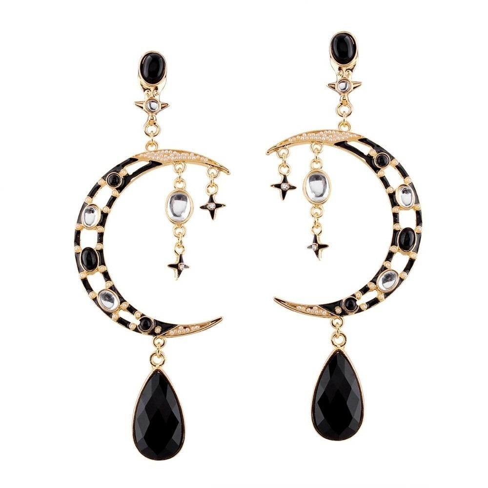 Rhinestone Medieval Pendant Earrings Simple Style Minority Design Earrings Women чёрный