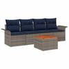 Garden Sofa Set with Cushions 5 Pcs Grey Poly Rattan