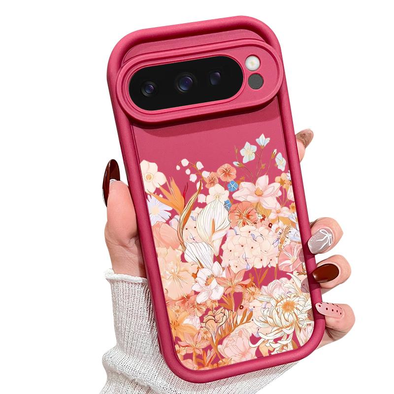 Hydrangea Peony Flower Pattern Case For Google Pixel 10 Pro XL Shockproof Bumper Silicone Cover For Pixel 9A 9 8 7 Pro 8A 7A