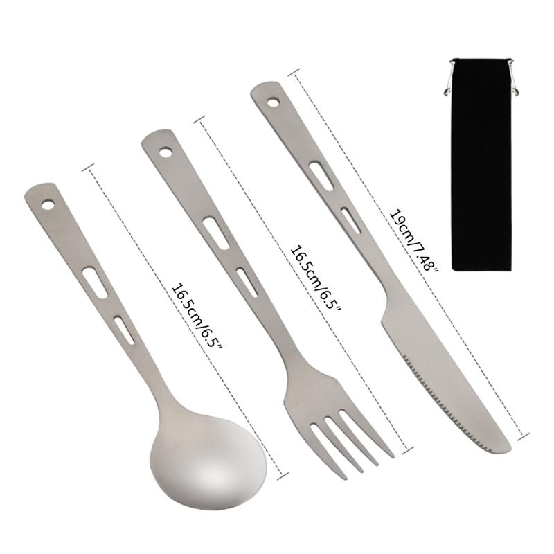 Camping Cutlery Travel Cutlery Set, Titanium Portable Utensils Kits Include Spoon, Knife and Fork for Hiking and Camping