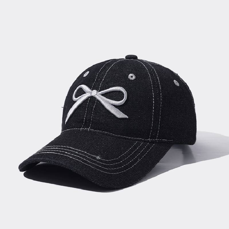 

Baseball Bow Embroidered Hat Cowgirl Shade Breathable Quality Duck Tongue Hat чорний