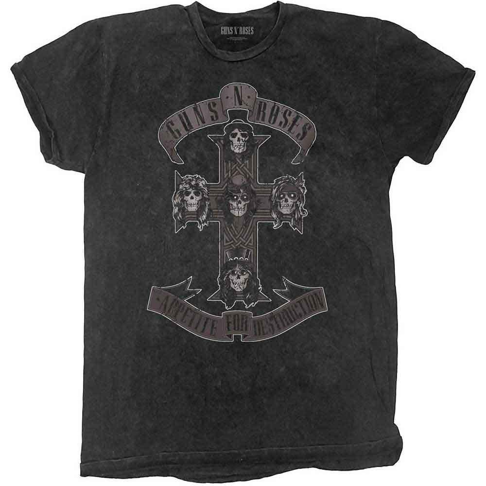 Boys  Guns N Roses Monochrome Cross Stone Wash T-shirt Youth Medium Black 4XL