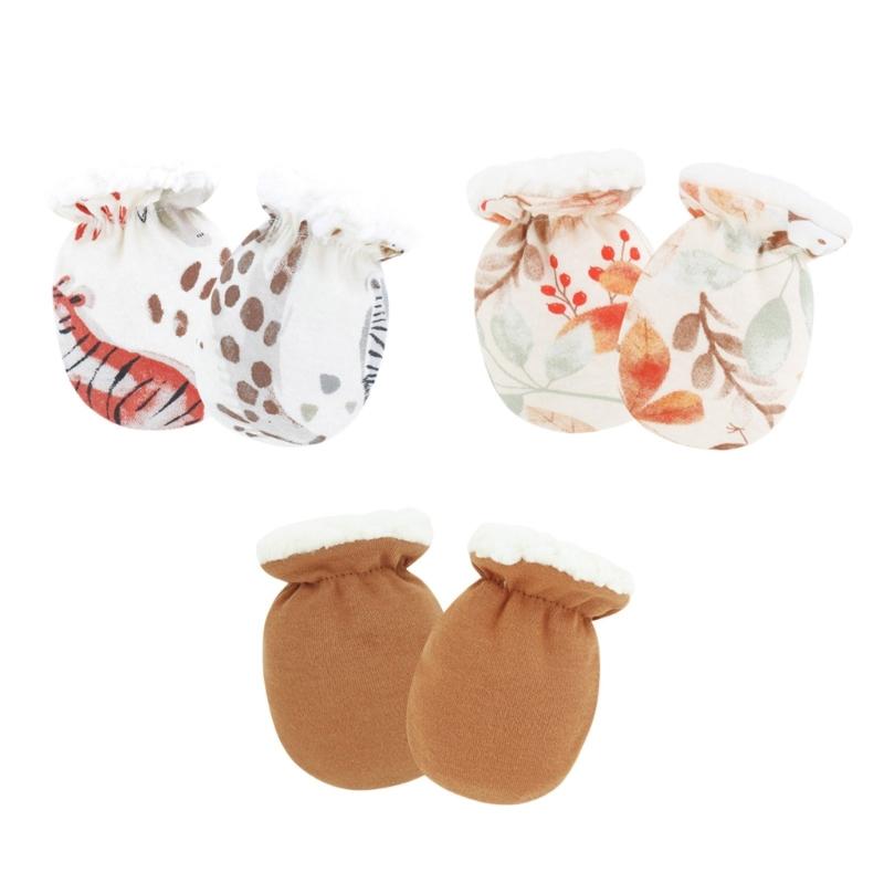 3 пары детских теплых перчаток-варежек, утолщенные перчатки из овечьей шерсти, защищающие от царапин, для мальчиков и девочек 0-2 лет