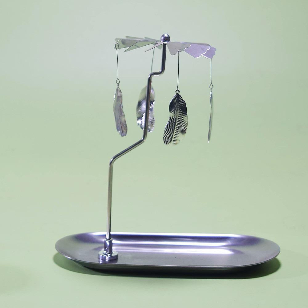 Gold/Silver Christmas Rotating Candle Holder Stainless Steel Rotating Candlesticks Night