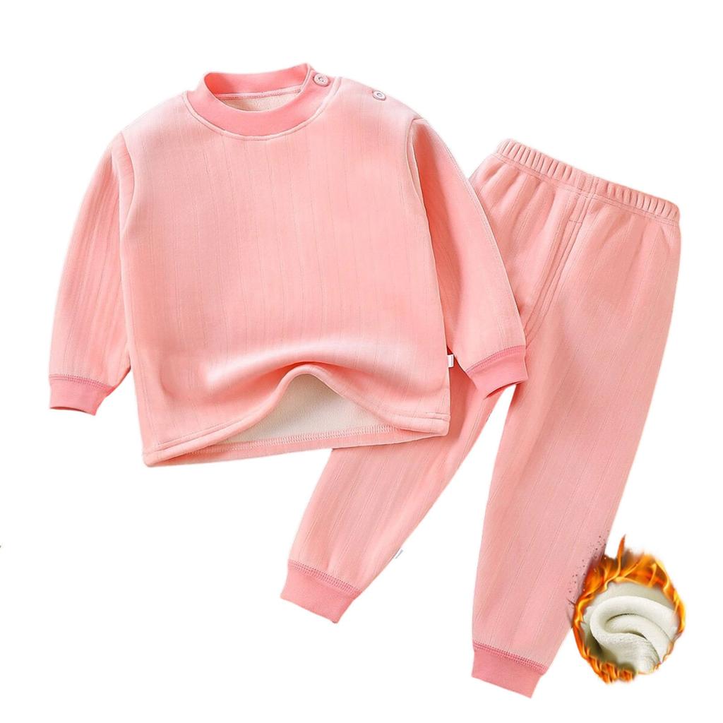 Children's  Fleece-Lined Thermal Underwear Set,  Seamless Clothes, Suitable For Medium And Large Children