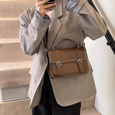 Texture Fashionable Retro Commuter Briefcase Bag for Women 2025 Autumn and Winter New Oil Wax Leather Crossbody Small Square Bag