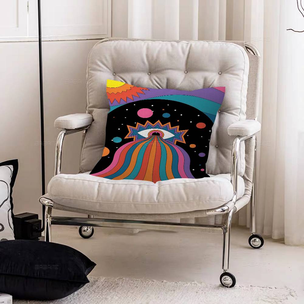 Retro Bohemian Psychedelic 70s Cushion Cover Pillow Cover Decor Pillowcase Printed Cushion Case For Couch