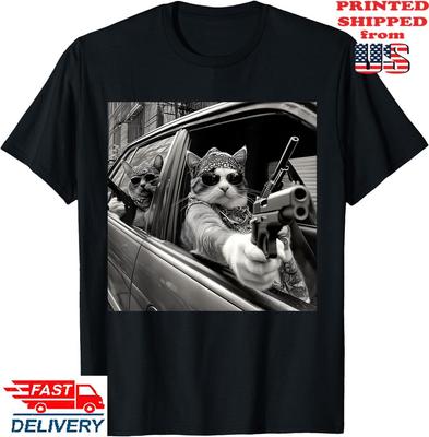 Komik Vintage Gangster Kedi Meme Kedi Babası Kadın Grafik Tişört Unisex Tişört