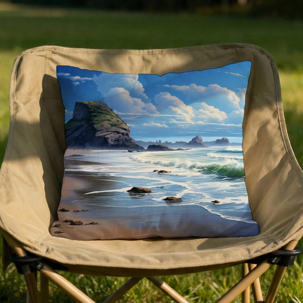 Beach Landscape Print Cushion Cover Soft Reversible  Durable Pillow Cover  MultiScene Use for Home  Car Daily Comfort