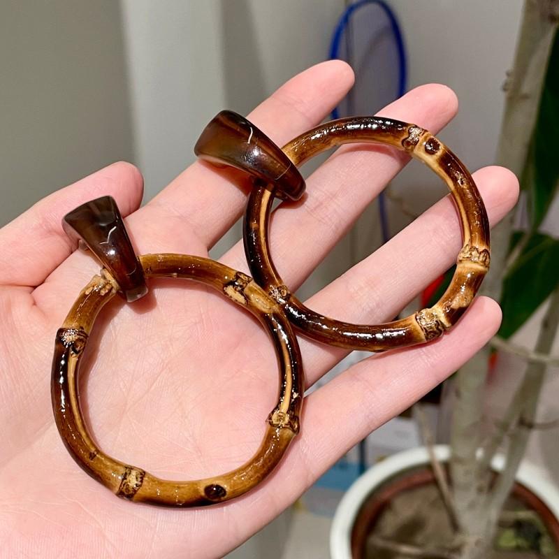 Natural tiger's eye stone series stud earrings for women Maillard exquisite retro earrings niche light luxury high-end temperament earrings