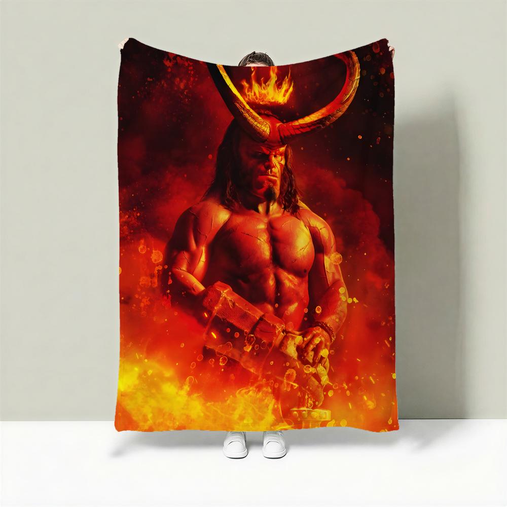 Movie H-Hellboy Throw Lightweight 240g Flannel Blanket Soft Skin-friendly for Summer Cooling 75X95CM