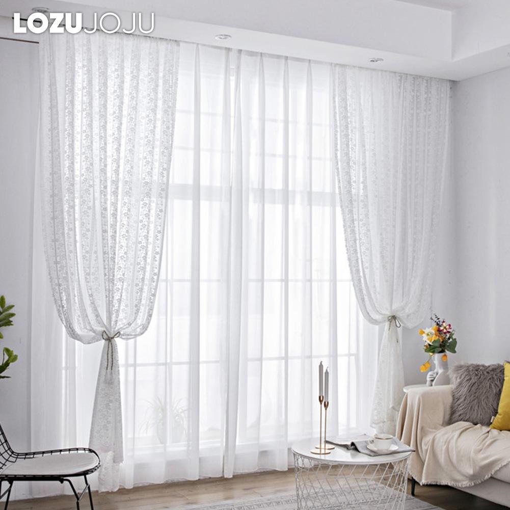 1PC LOZUJOJU 10-20% Light Blocking French Lace Warp Knitted Sheer Curtain for Living Room Bedroom Balcony Home Decor