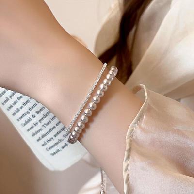 Rosenquarz Doppellagiges Perlen-Kordelzugarmband – Eleganter & Vielseitiger Modeschmuck