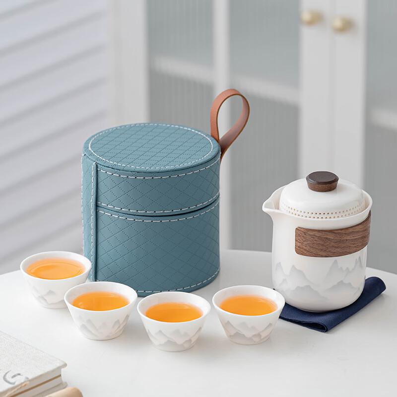 Mutton Fat Jade White Porcelain Lingxue Travel Tea Set