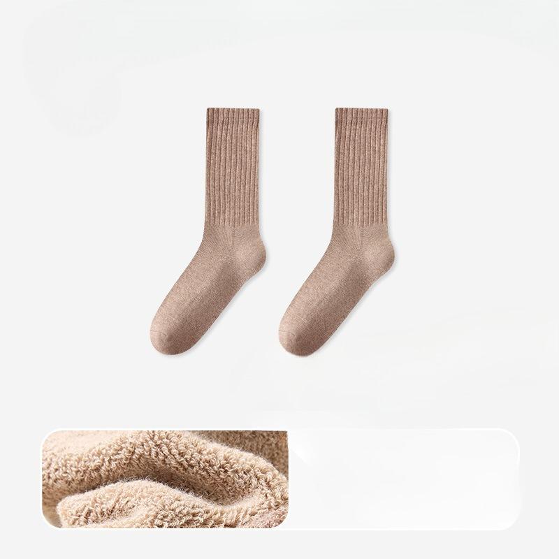 

Мужские осенне-зимние толстые кольца для волос, теплые, влагоотводящие, дезодорирующие, антибактериальные носки средней длины из махровой ткани класса 10A 1 pair кофейный