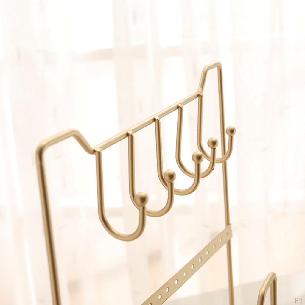 Golden Jewelry Display Holder Stand Tray Hanger Large Capacity Storage for Gift Woman Watches Ear