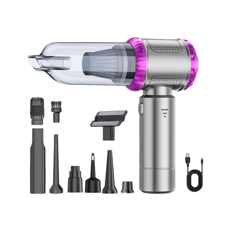 Quiet Handheld Auto Vacuum 6000mAh Battery 35 Minutes Runtime 8 Multiple Surfaces Attachments for Home Camping Cleaning