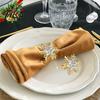 Rhinestone Table Settings Snowflake Napkin Ring, Metal Holder, Winter Decorative Rings Holiday Ring for Christmas Dinner Decor Wedding