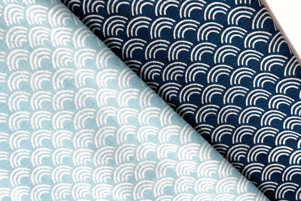 Dyeing Anbo Soft Gauze Tenugui Sky Authentic Dyed Cotton with Hemmed Made in 35cm x 100cm "Seigaiha Blue" 100% Edges, Japan,