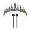 Barokowa Retro Czarna Korona Modowa Tiara Ślubna Bal Maturalny Urodziny Korona Królowej