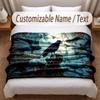 Skull Gothic Theme Soft Blanket Personalized Custom Name Text Print Warm Blanket Home Sofa Bedroom Decor