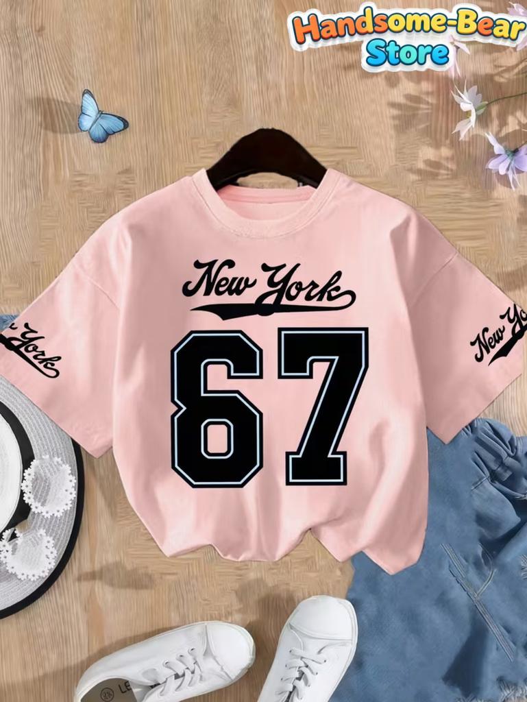 T-shirt Meme 67 pour Enfants Drôle Impression Numérique 3D Numéro 67 Maillot de Football T-shirt Style Maillot Lâche Mode Vêtements pour Enfants