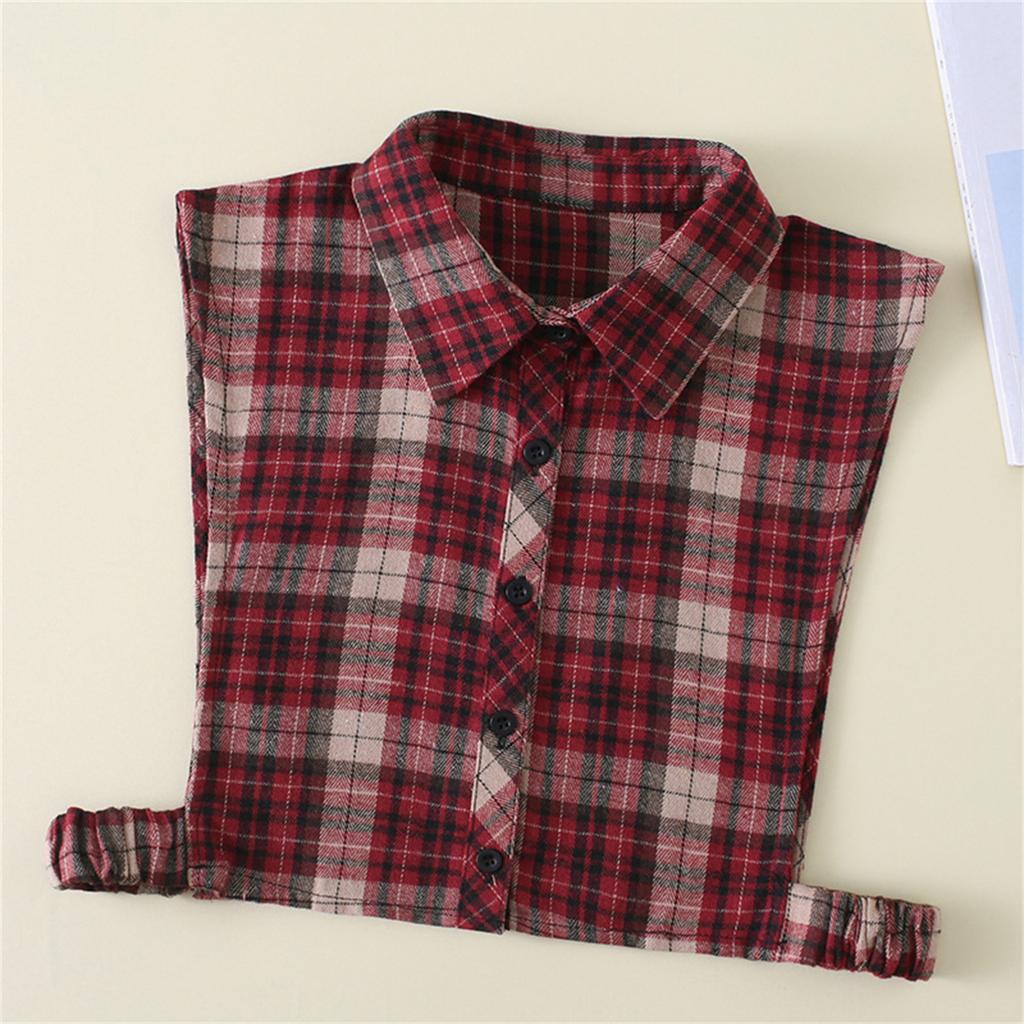 Checked False Collar for Lady Winter Detachable Lapel Faux Collar Half Blouse Collar Fashion Shirt Sweater Accessories