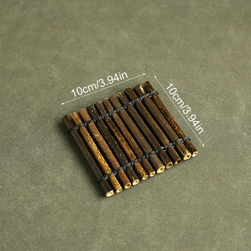 1PC Table Mat Unique Tea Cup Mat Natural Sushi Decorative Plate Tea Ceremony Pattern Color Natural Random