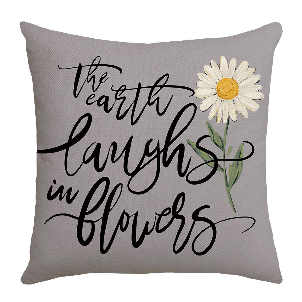 Spring Combination Pillow, Simple Letter Print, Sofa Pillow, Bedside Cushion, Linen Pillow