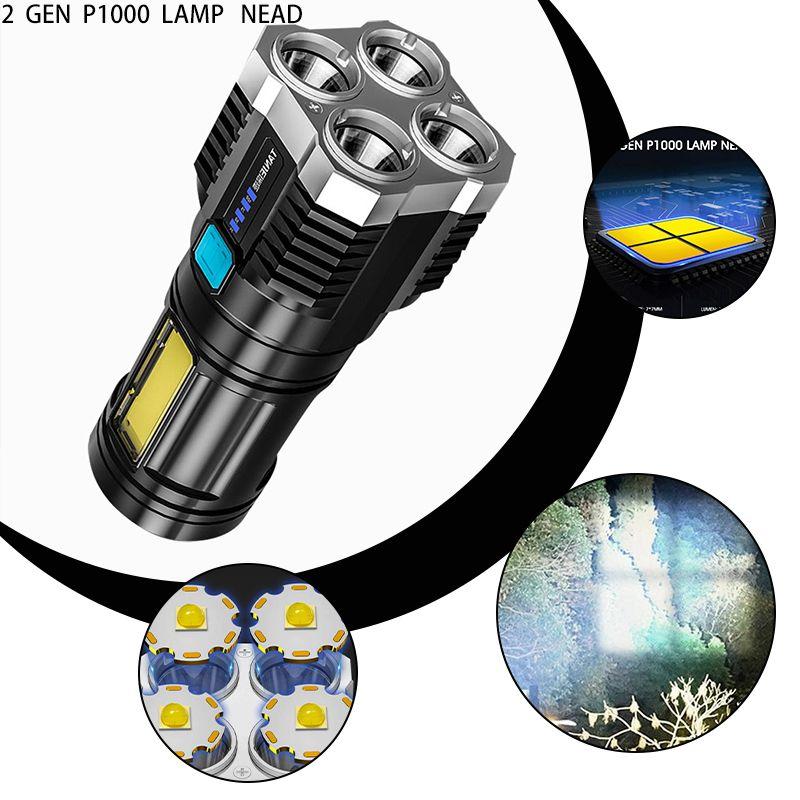 Torch Bright Super Led Flashlight Usb Rechargeable Hiking Camping Tactical Lamp