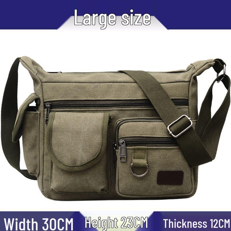 Hochwertige Herren-Canvas-Umhängetasche mit Doppeltaschen für Reisen