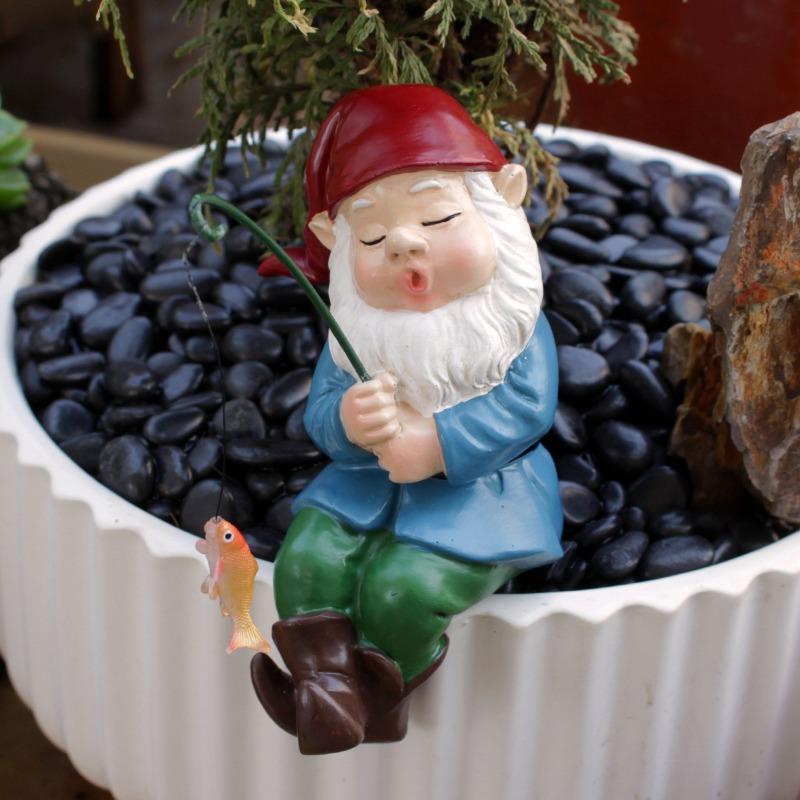 Sleeping Position Fishing Dwarf Figurine, Resin Home Outdoor Garden Miniature Elf Statue, Landscape Decoration
