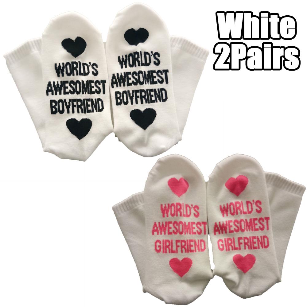 New 2 Pairs Cotton Unisex Socks Letter Print Socks Personalised Socks Couple Socks
