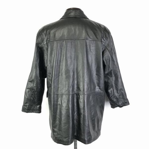 DURANTE Genuine Leather Padded Coat with Hidden Buttons/Men’s Size M/Black/Cowhide, Side Pockets(USED)