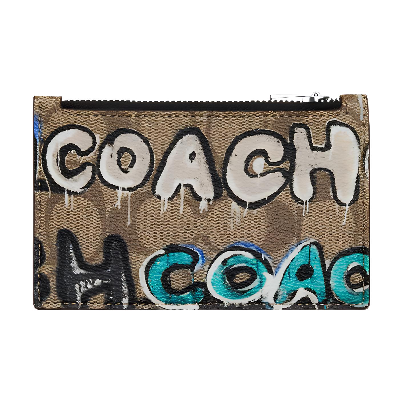 

Coach X Mint + Serf Zip Card Case Classic Monogram Graffiti Zippered Canvas And Leather Clutch Wallet Women Wallet Khaki CM158-SVOT8 Khaki