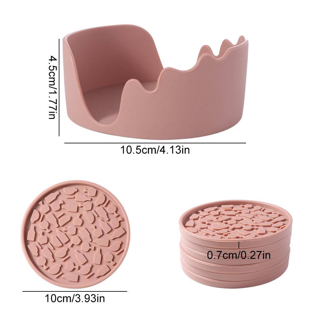 6pcs/Set Round Cup Pad Silicone Tea Mat Thick Silicone Drink Coaster Set Coffee Mug Glass