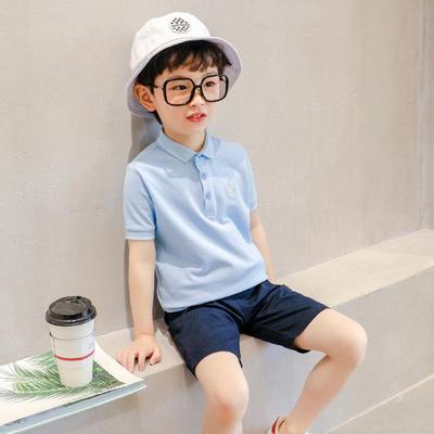 Children's Summer Polo Shirt, Short-Sleeved Pique Cotton, Turn-Down Collar, School Uniform, Boys & Girls' Clothing