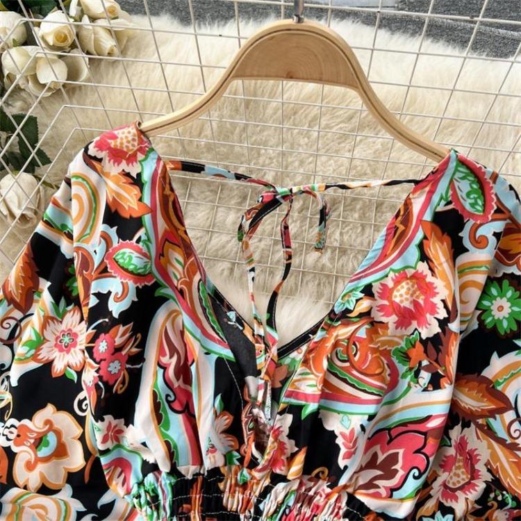 Sexy Waist Slim Jumpsuit with Dolman Sleeves Polka Dot Print Wide Leg Trousers Neck Design